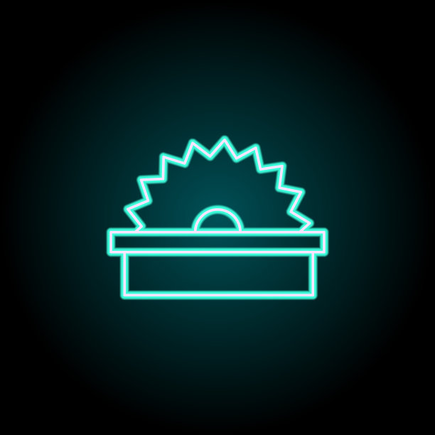 动力锯图标。霓虹风格图标中的建筑元素。简单的图标为网站，网页设计，移动应用程序，信息图形图片下载