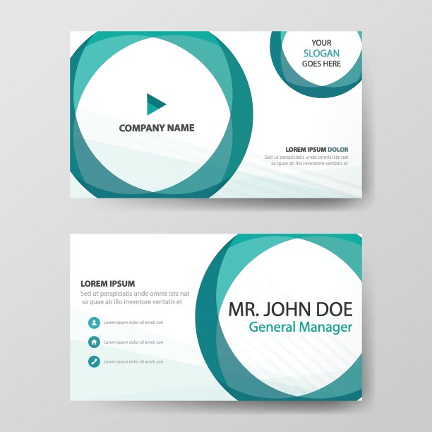 绿圈企业名片，名片模板，横向简单图片下载