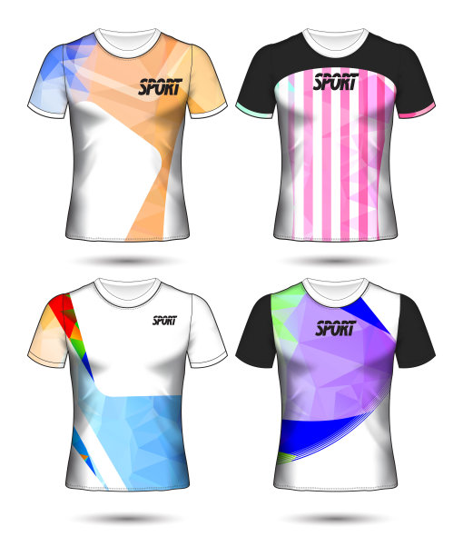 一套足球或足球球衣模板t恤风格，设计你的足球俱乐部矢量插图图片下载