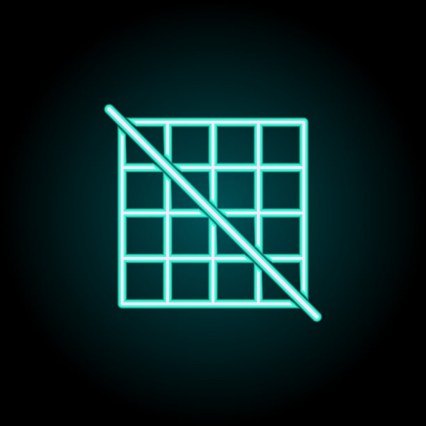 网格关闭标志图标。霓虹灯风格图标的图像元素。简单的图标为网站，网页设计，移动应用程序，信息图形图片下载