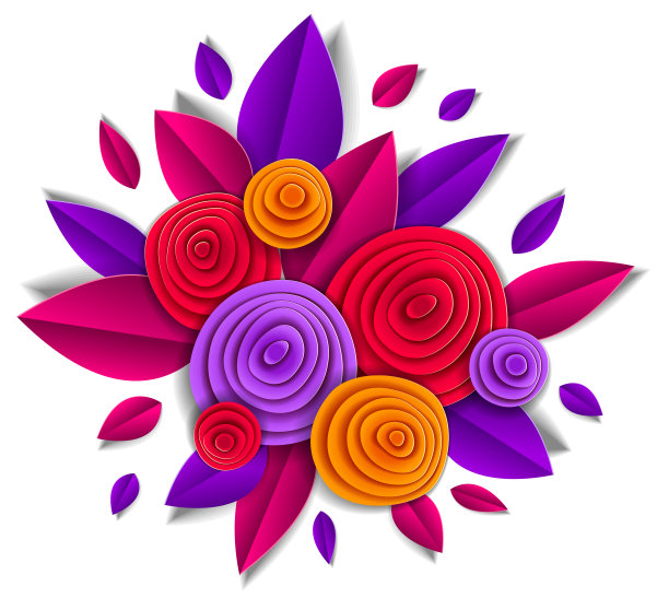 秋天的花朵和树叶美丽的设计，剪纸风格矢量插图。婚礼请柬或秋季浪漫贺卡。图片下载