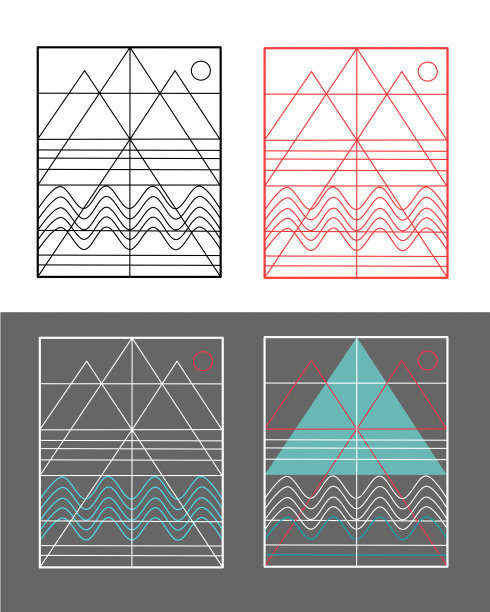 抽象的山和水符号插图图片下载
