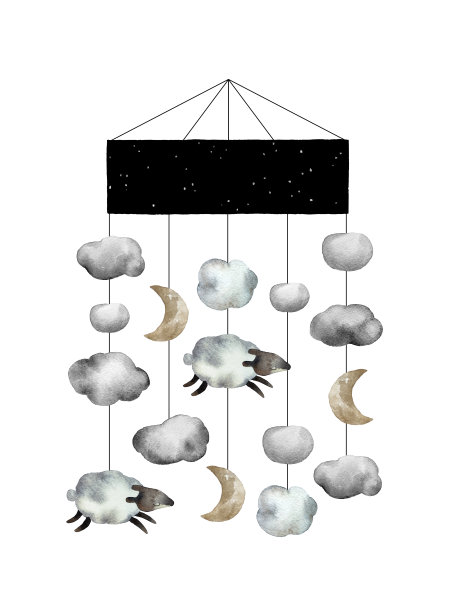 水彩画的旋转木马图片下载