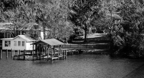 奥尔特加河上的单色家园图片下载