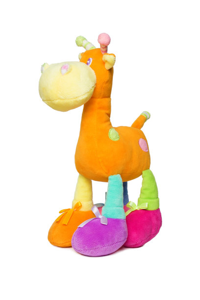 毛绒，毛绒绒的彩色长颈鹿玩具孤立在白色图片下载