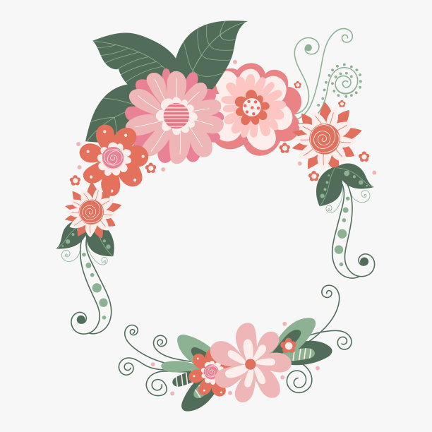 矢量花框架与花，手绘模板图片下载