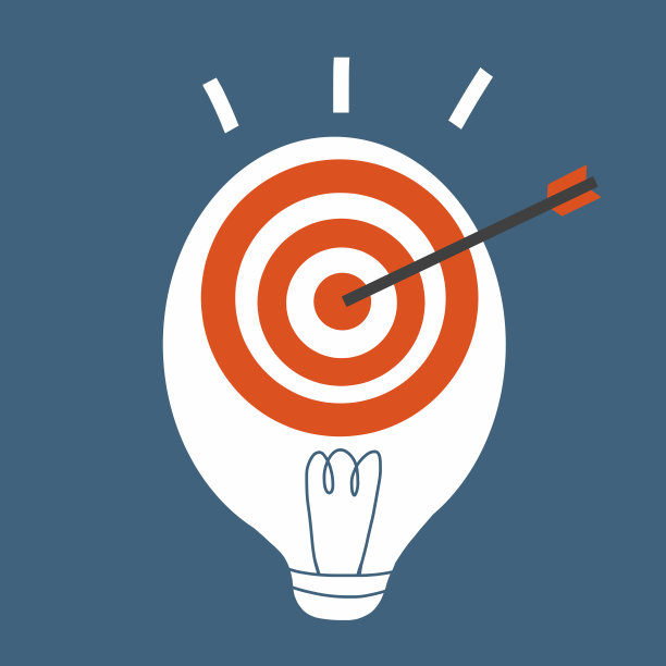 箭靶和灯泡矢量插图，经营理念图片下载