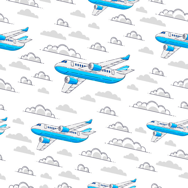 飞机无缝背景，航空公司航空旅行概念，矢量壁纸或网站背景。图片下载