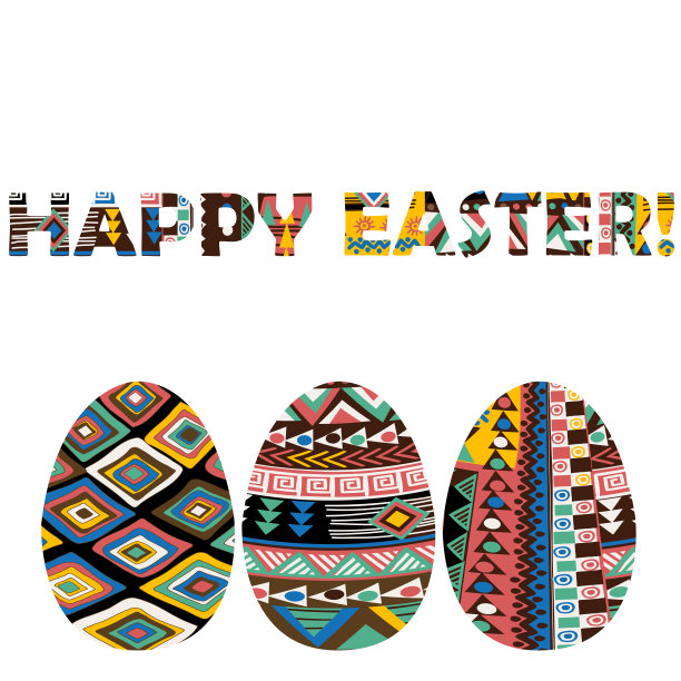 带有民族图案的复活节贺卡彩蛋图片下载