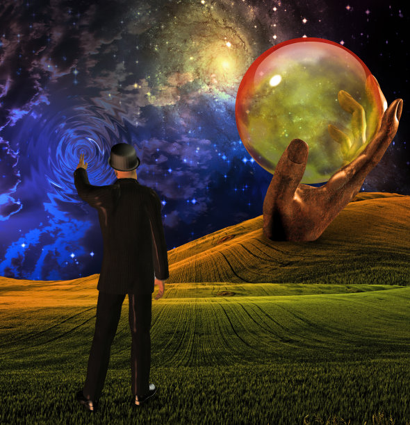 西装革履的人触摸天空图片下载