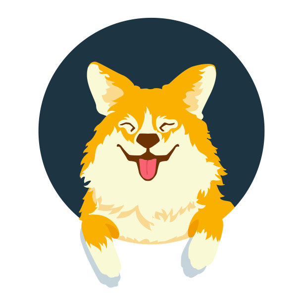 快乐可爱的狗在一个圆圈的形状。图片下载