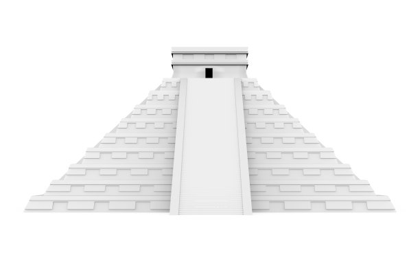 白色玛雅金字塔孤立图片下载