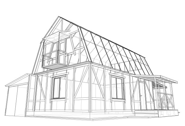 私人住宅草图。三维矢量渲染图片下载