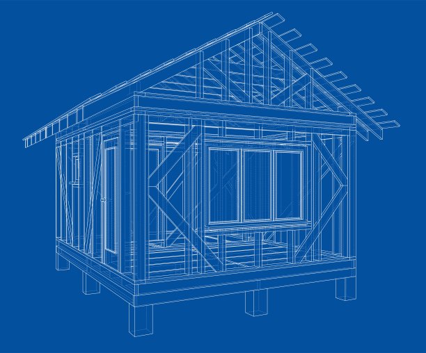 私人住宅草图。向量图片下载