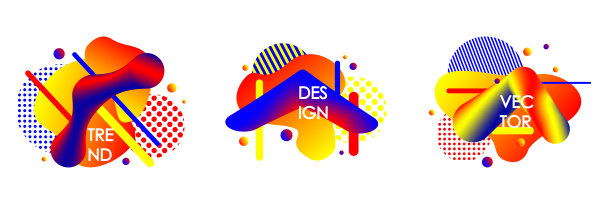 一套抽象的液体形状。平面几何设计。矢量插图。素材图片