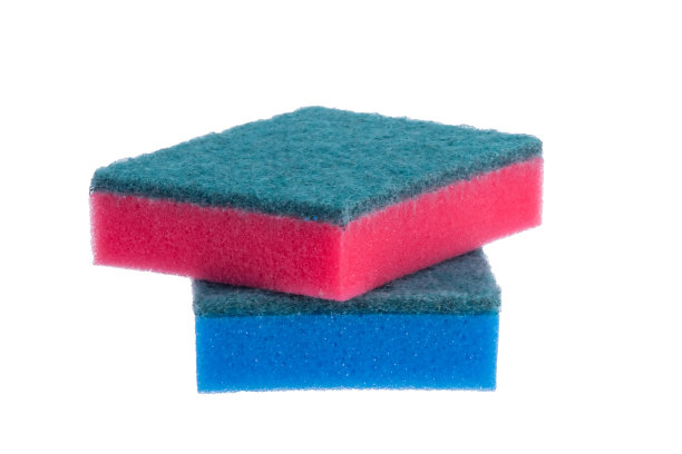 用于清洗盘子和瓷砖的海绵隔离在白色上图片下载