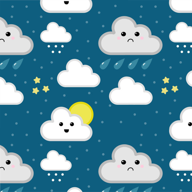 可爱的云朵无缝图案图片下载