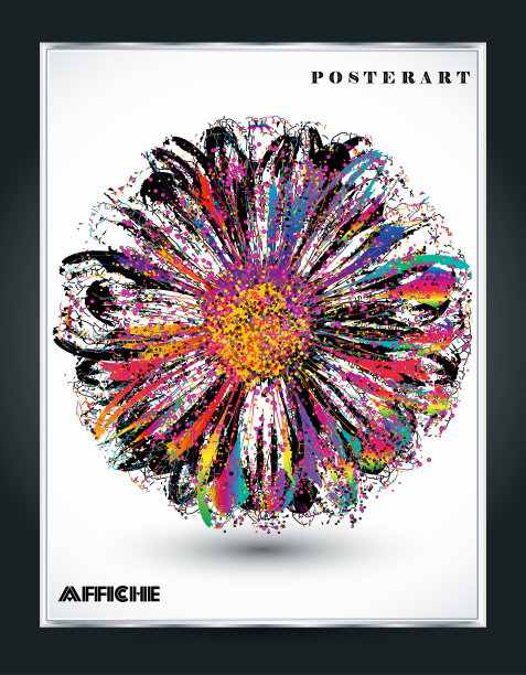 抽象多彩的虚线设计元素，花。横幅背景。图片下载