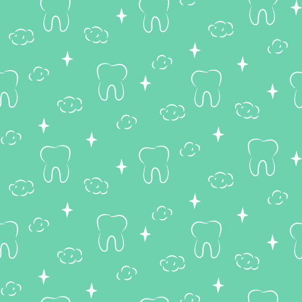 牙齿无缝矢量模式与牙齿和高光。图片下载