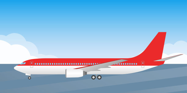客机。侧视图。飞机在跑道上。飞机与车轮插图。矢量插图。图片下载