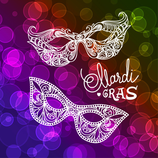 在散景背景上的狂欢节面具。矢量插图EPS10图片下载