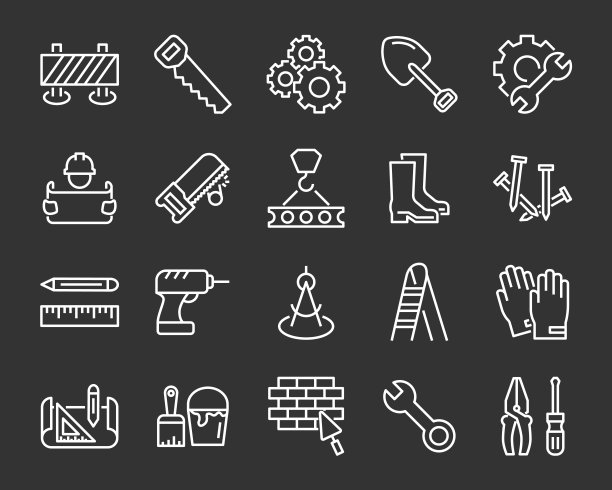 工作图标集，如工程师，木匠，建筑，建造者图片下载