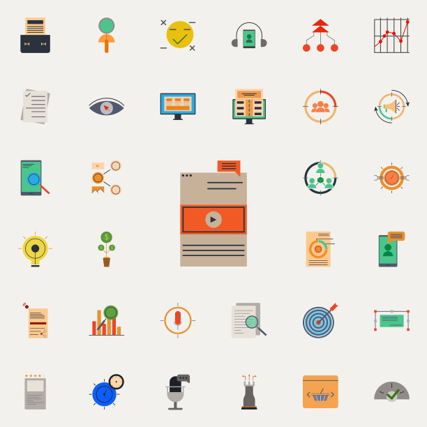 彩色叠加广告图标。营销和商业和数字营销图标通用设置为网络和移动图片下载