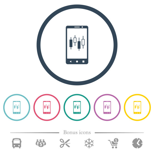 移动代理平面颜色图标在圆形轮廓图片下载