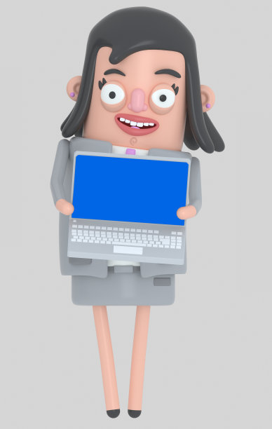 商务女商人拿着带蓝屏的笔记本电脑。已隔离。图片下载