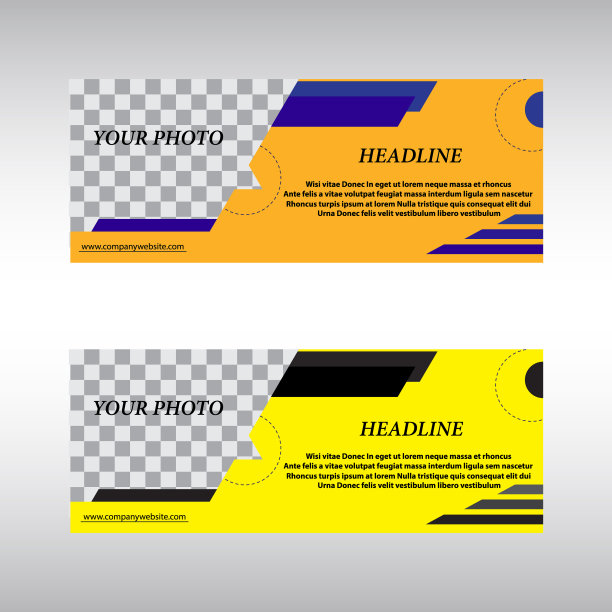 Facebook封面网络横幅社交媒体。黄色和橙色旗帜设置图片下载