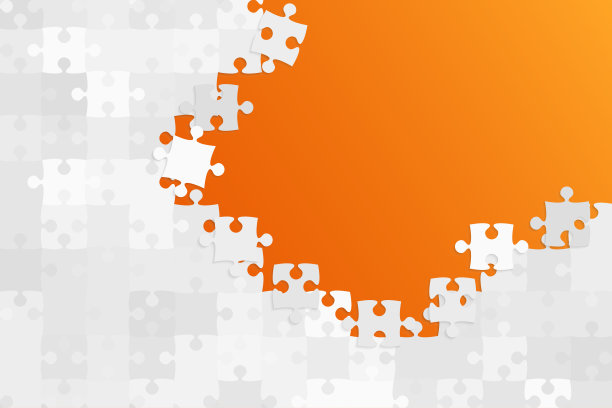 矢量橙色背景，横幅拼图碎片。图片下载