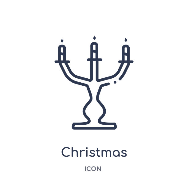 线性圣诞大烛台从圣诞节轮廓收集图标。细线圣诞烛台矢量孤立在白色背景。圣诞大烛台时尚插画图片下载