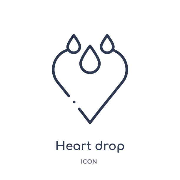 线性心滴图标从慈善大纲收集。细线心滴矢量隔离在白色背景。心滴潮流插画图片下载