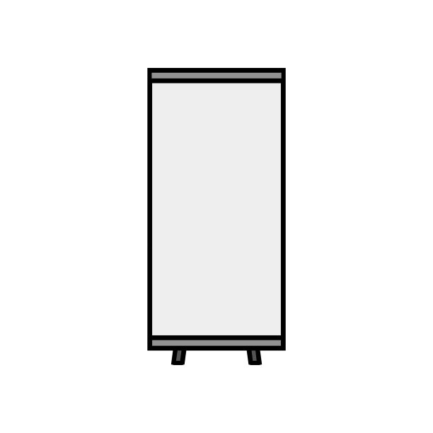 向量灰色线简单的图标宽卷立为一个业务演示图片下载