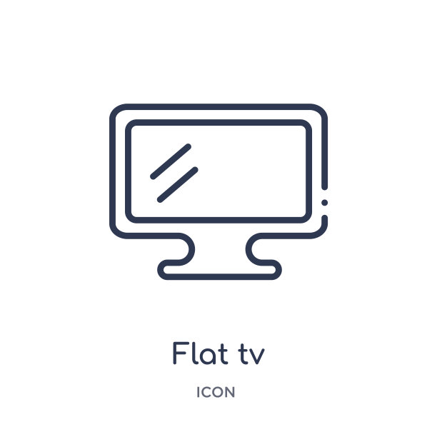 线性平面电视图标从电影院大纲集合。细线平面电视矢量隔离在白色背景上。平板电视潮流插画图片下载