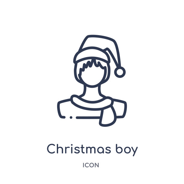 线形圣诞男孩图标从圣诞节大纲系列。细线圣诞男孩矢量孤立在白色的背景。圣诞男孩时尚插画图片下载