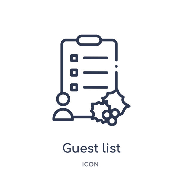 线性客人名单图标从圣诞节大纲收集。细线客人名单矢量隔离在白色背景上。嘉宾名单潮流插画图片下载