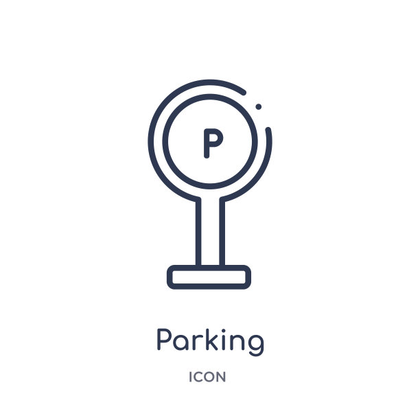 线性停车图标从城市元素轮廓集合。细线停车矢量隔离在白色背景上。停车潮流插画图片下载