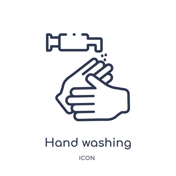 线性洗手图标从清洁大纲收集。细线手洗矢量孤立在白色背景上。流行的洗手插画图片下载