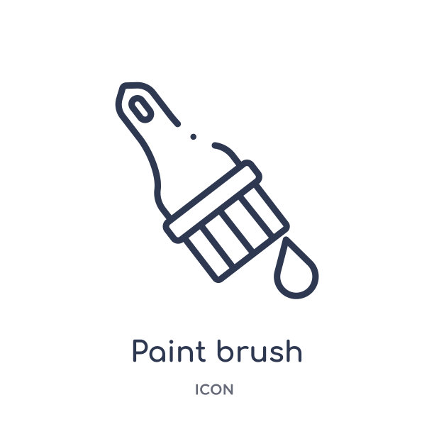 线性油漆刷图标从施工工具轮廓集合。细线油漆刷矢量隔离在白色背景上。画笔潮流插画图片下载
