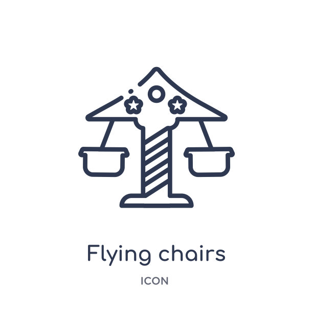 线形飞椅图标来自马戏团轮廓系列。细线飞椅矢量孤立在白色的背景。飞椅时尚插画图片下载