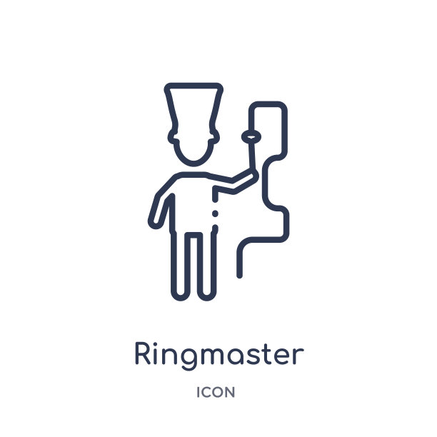 线形ringmaster图标从马戏团轮廓集合。细线ringmaster矢量孤立在白色背景上。表演者时尚插图图片下载