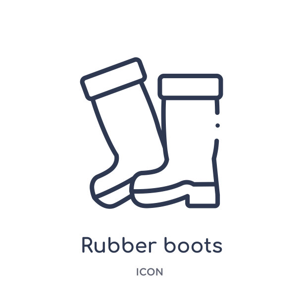 线性橡胶靴图标从建筑工具的轮廓集合。细线橡胶靴矢量隔离在白色背景。胶靴时尚插画图片下载