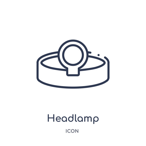 线性头灯图标从牙医轮廓集合。细线头灯图标孤立在白色背景。头灯潮流插画图片下载