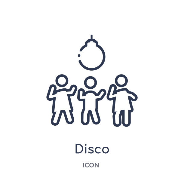 线性迪斯科图标从迪斯科的轮廓集合。细线迪斯科矢量孤立在白色背景。迪斯科时尚插图图片下载