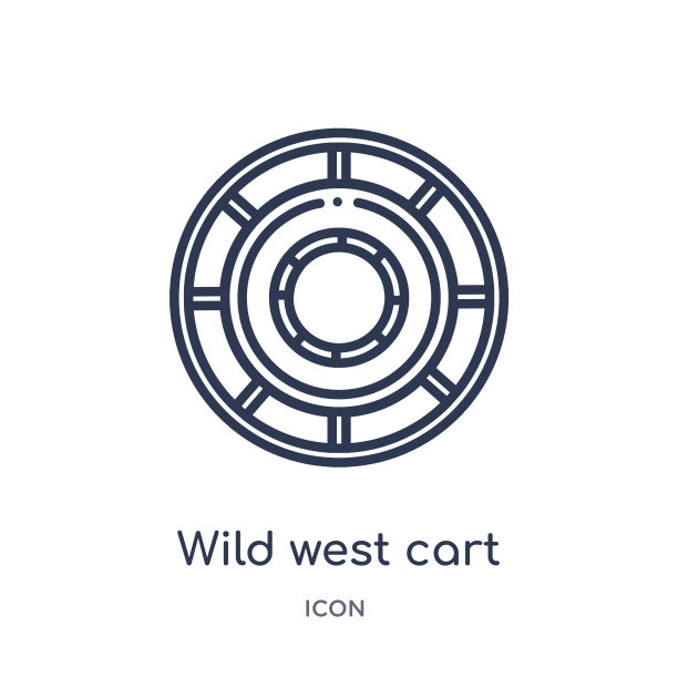 线性狂野西部马车图标从沙漠轮廓收集。细线狂野的西部小车矢量孤立在白色的背景。狂野西部推车时尚插图图片下载