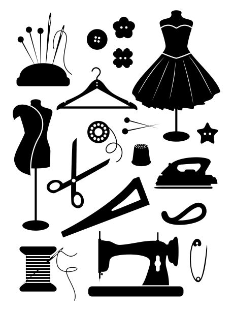 缝纫的剪影。矢量插图。图片下载