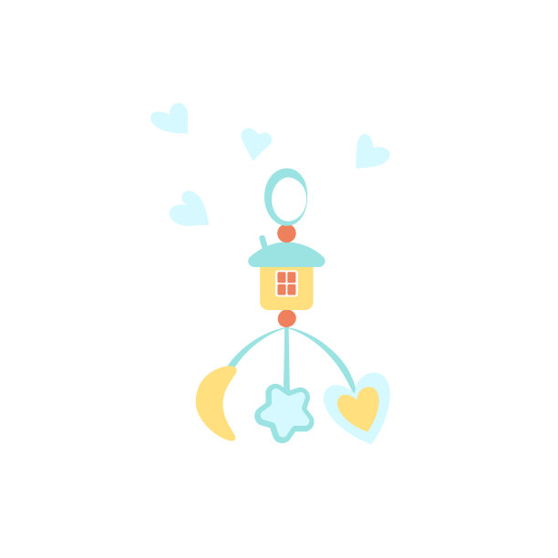 卡通风格的婴儿移动玩具图标。简单的婴儿淋浴卡配件。图片下载