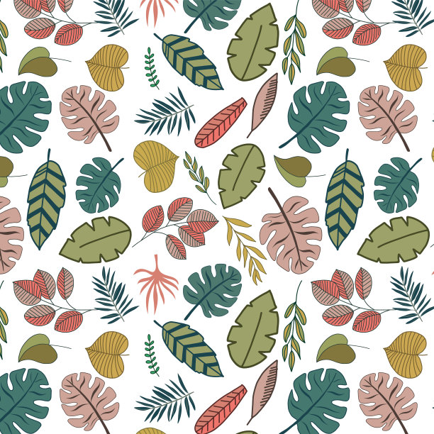 热带叶片无缝格局素材图片