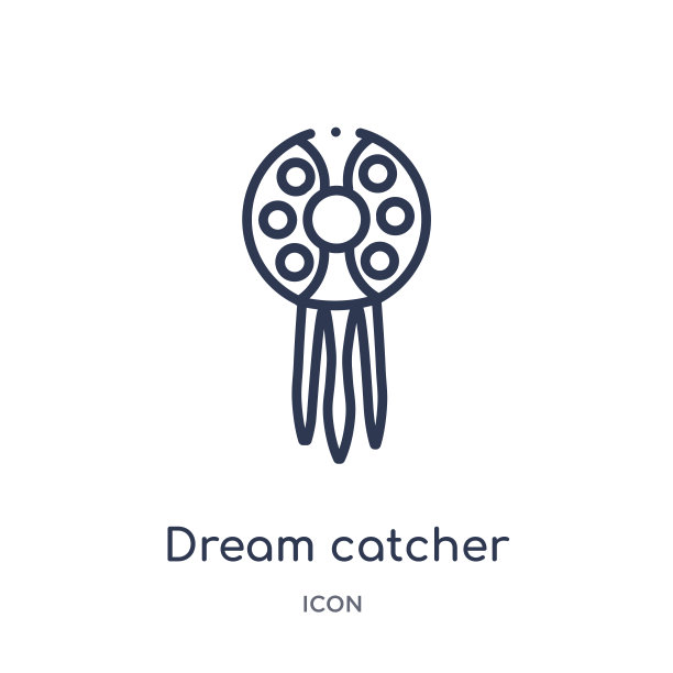 线性捕梦网图标从沙漠轮廓收集。细线捕梦者矢量孤立在白色的背景。追梦人时尚插画图片下载
